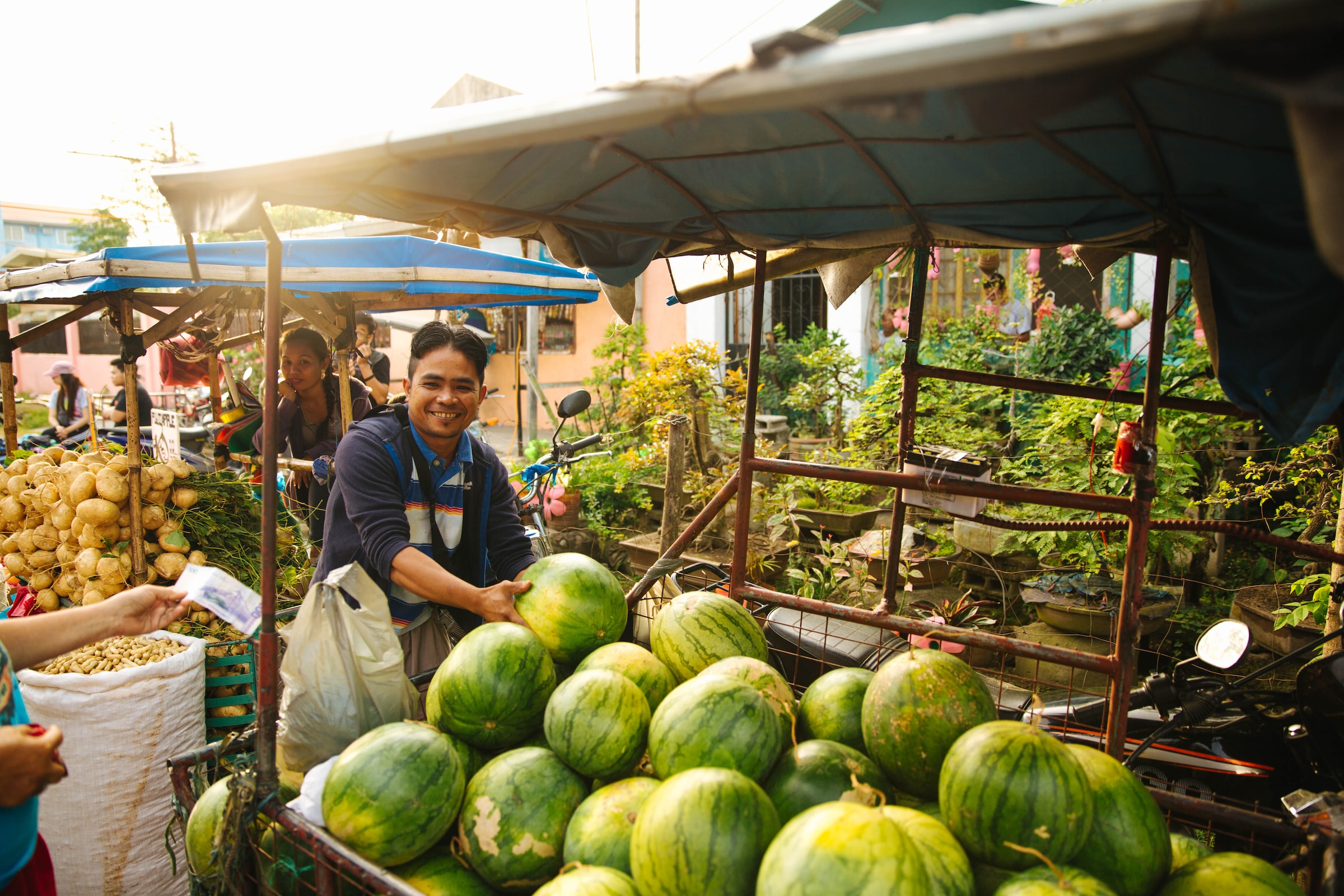 Man selling watermelons in the market