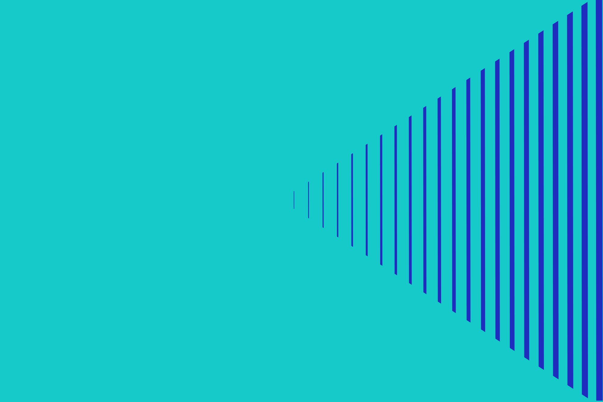 Turquoise rectangle with vertical blue lines forming triangle