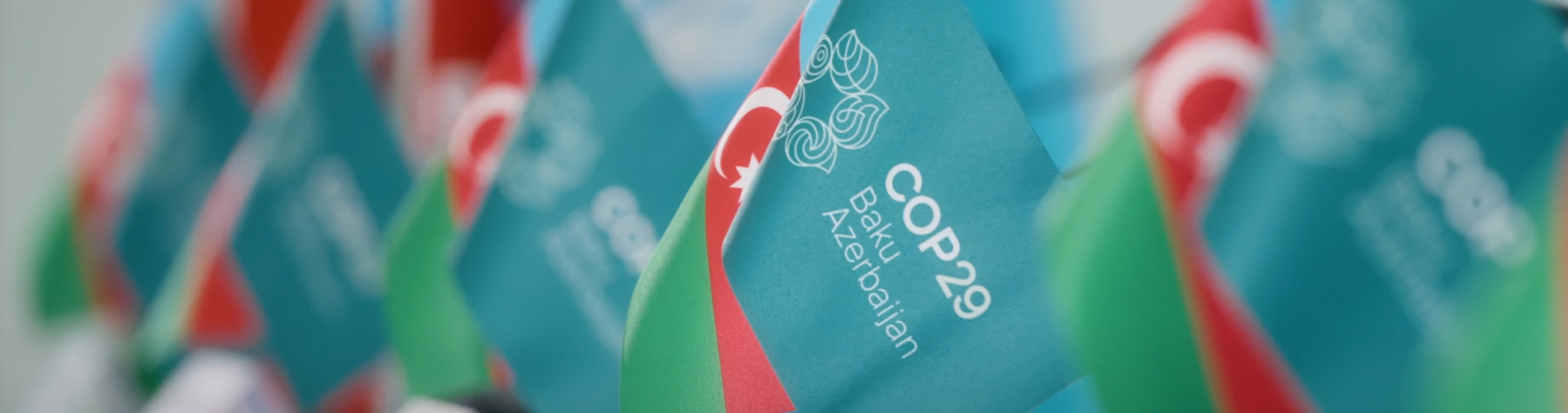 Flag of COP29 in Azerbaijan