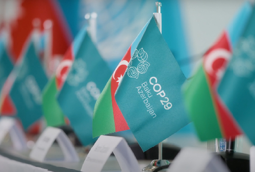 COP29 in Azerbaijan flags