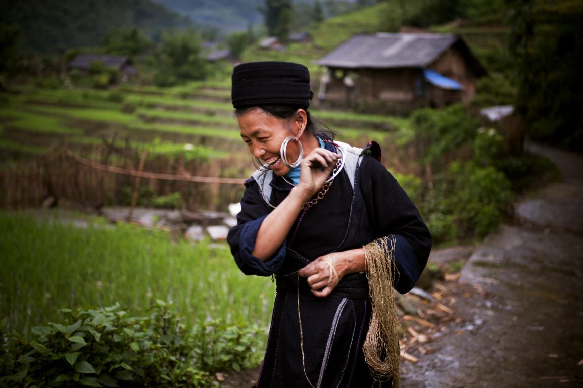 Smiling indigenous woman in Viet Nam