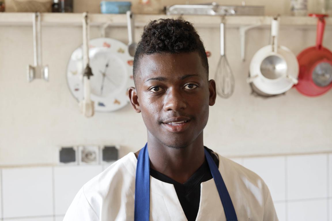 Young worker in a restaurant in Tuléar. Madagascar