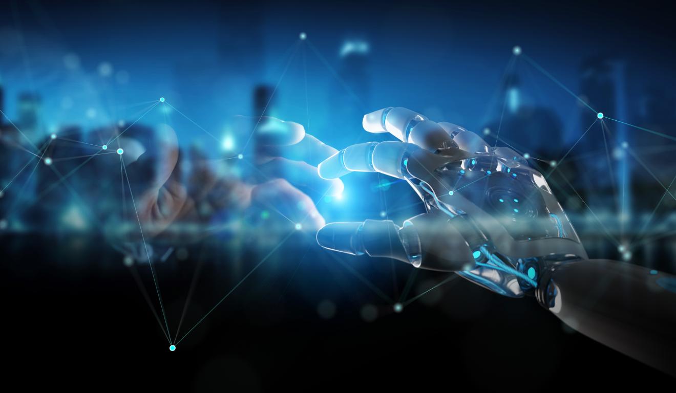 Interface between robot hand and human hand - Istock-Guillaume