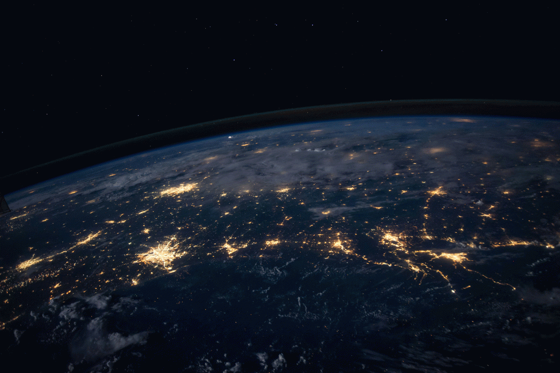 Night view from space showing lights