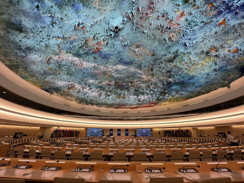 Assembly room at the palais des Nations in Geneva
