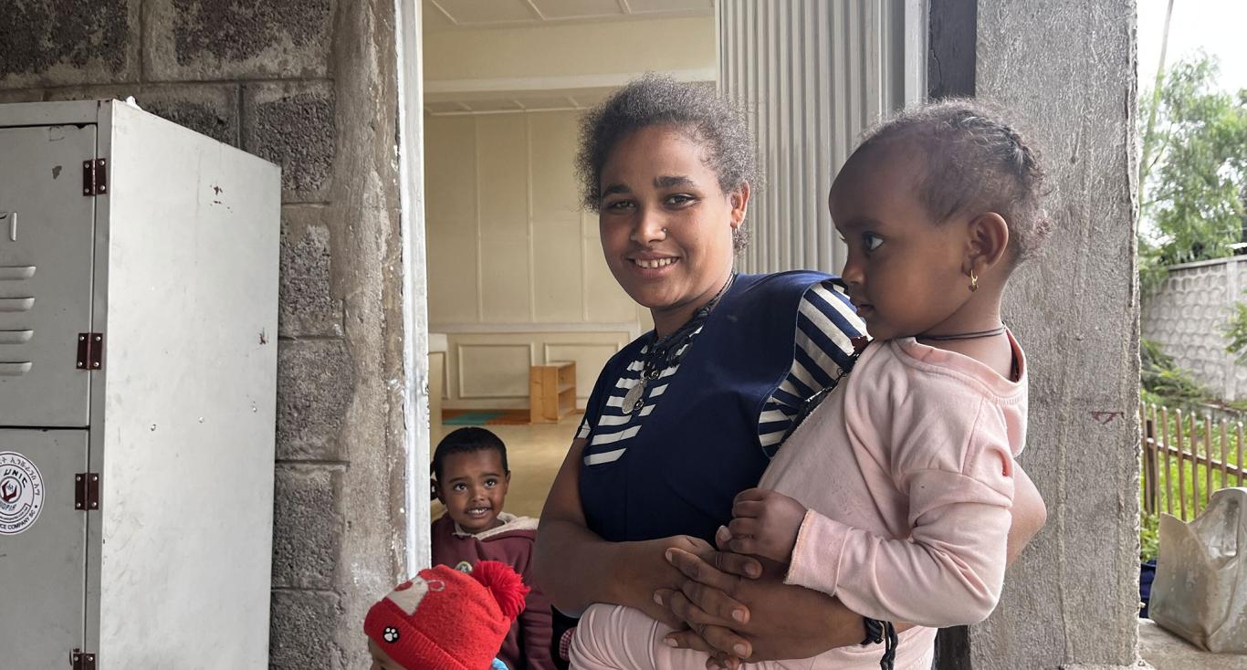 A mother holding her child in Ethiopia