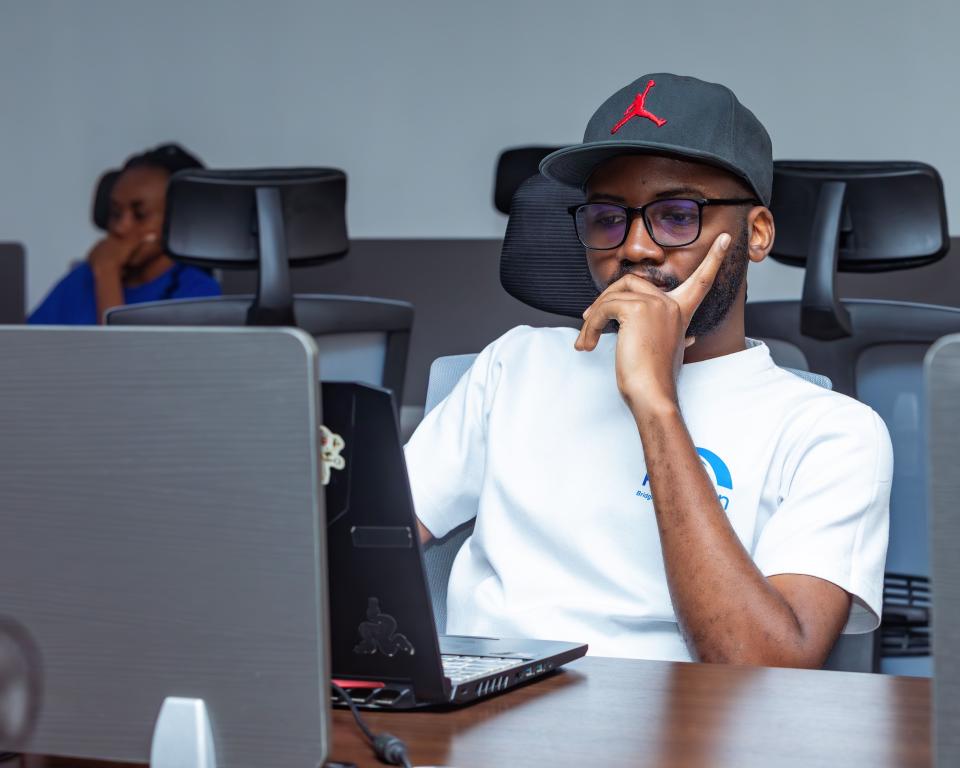 Data worker on his computer