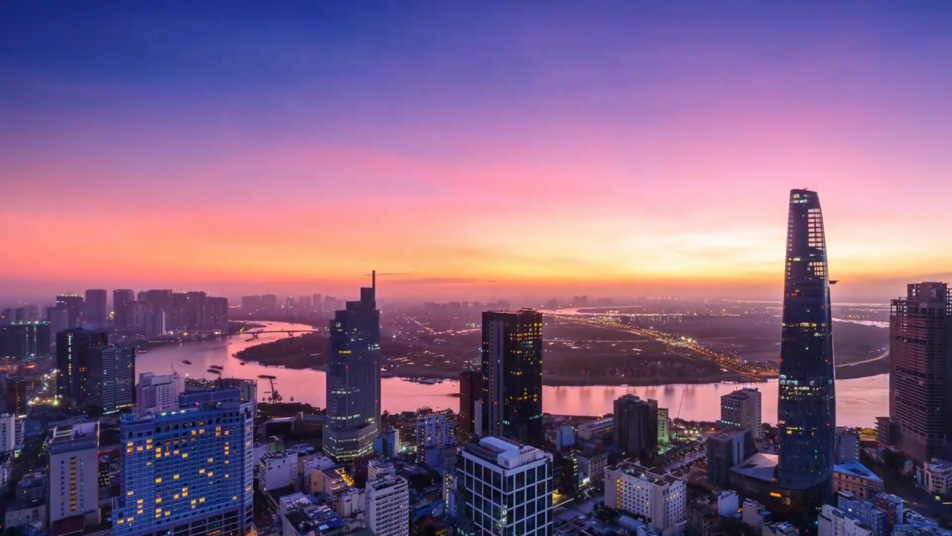 An evening view of the Ho Chi Minh City skyline
