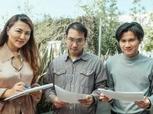 Chinese workers gathered