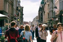 Crowd in urban setting