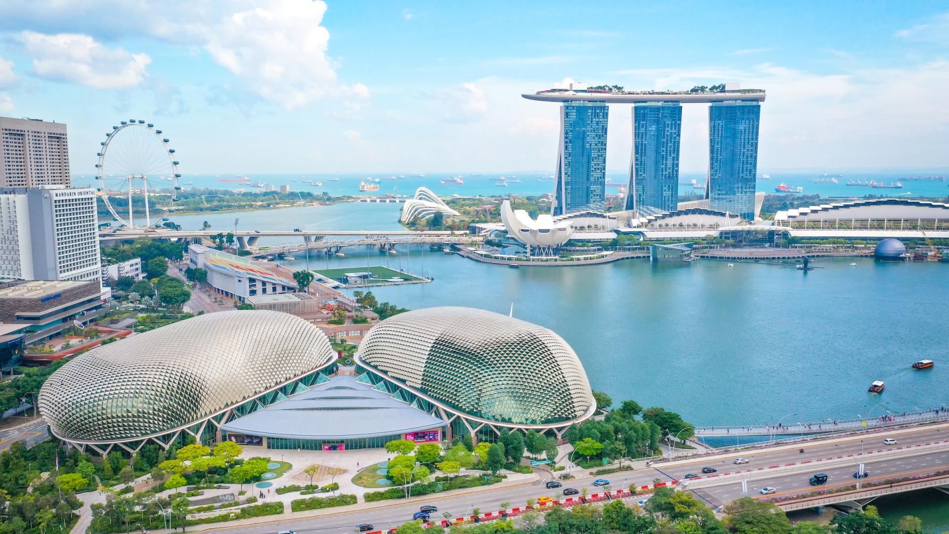 The skyscrapers of Singapore on a sunny day