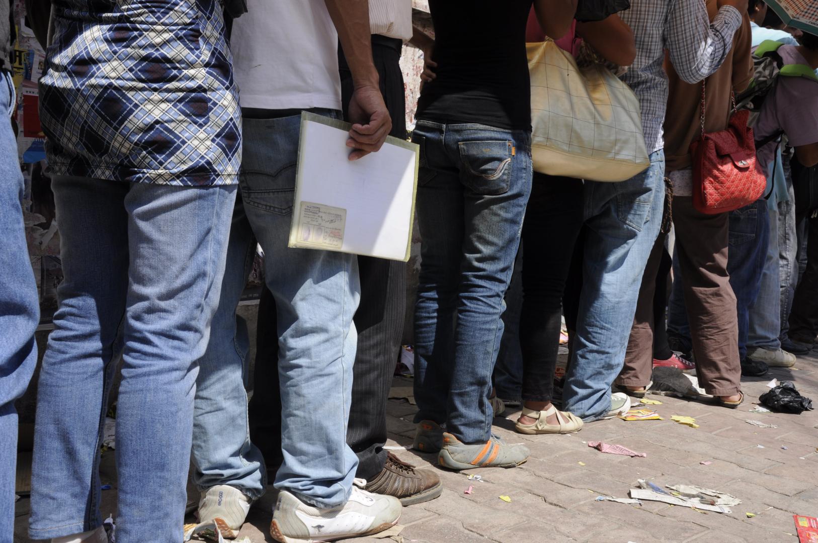 People queuing for a working VISA to South Korea, Nepal